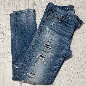 American Eagle Outfitters Men's Distressed Blue Skinny Jeans
